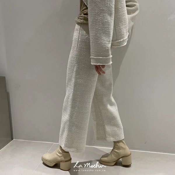小香風無腰頭八分寬褲